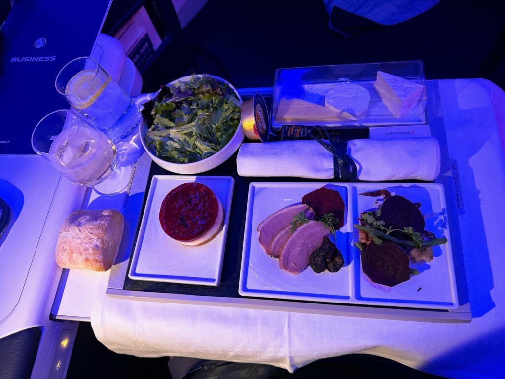 air france business class dinner